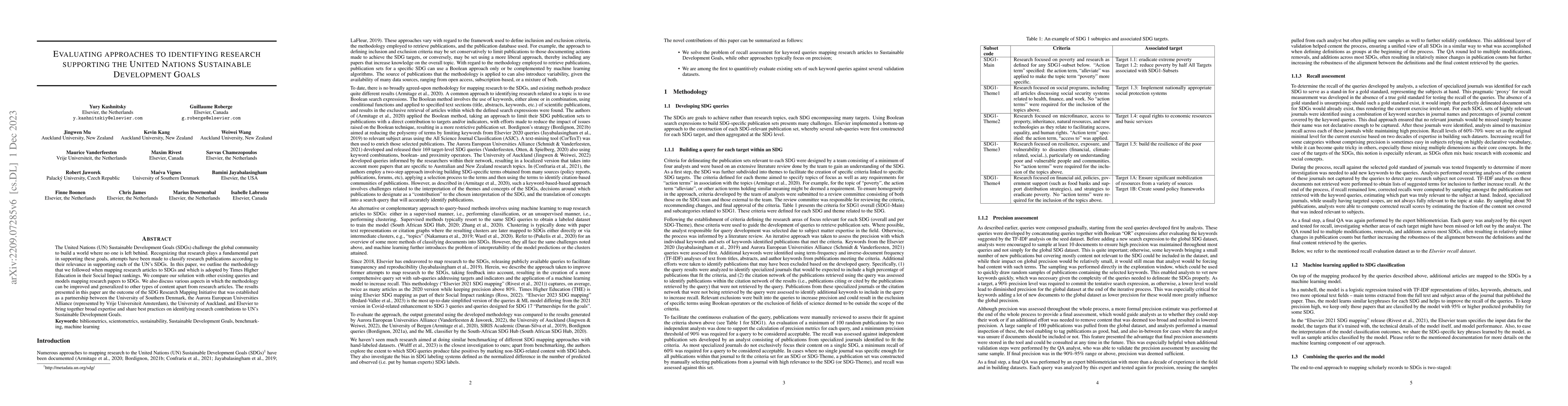 Thumbnail for Evaluating approaches to identifying research supporting the United
  Nations Sustainable Development Goals
