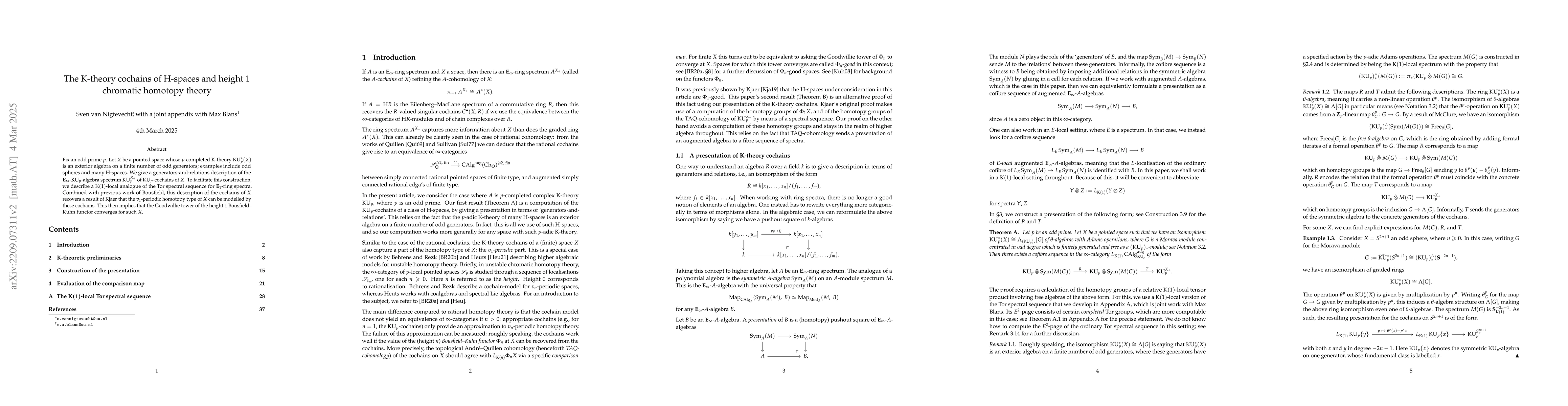Thumbnail for The K-theory cochains of H-spaces and height 1 chromatic homotopy theory