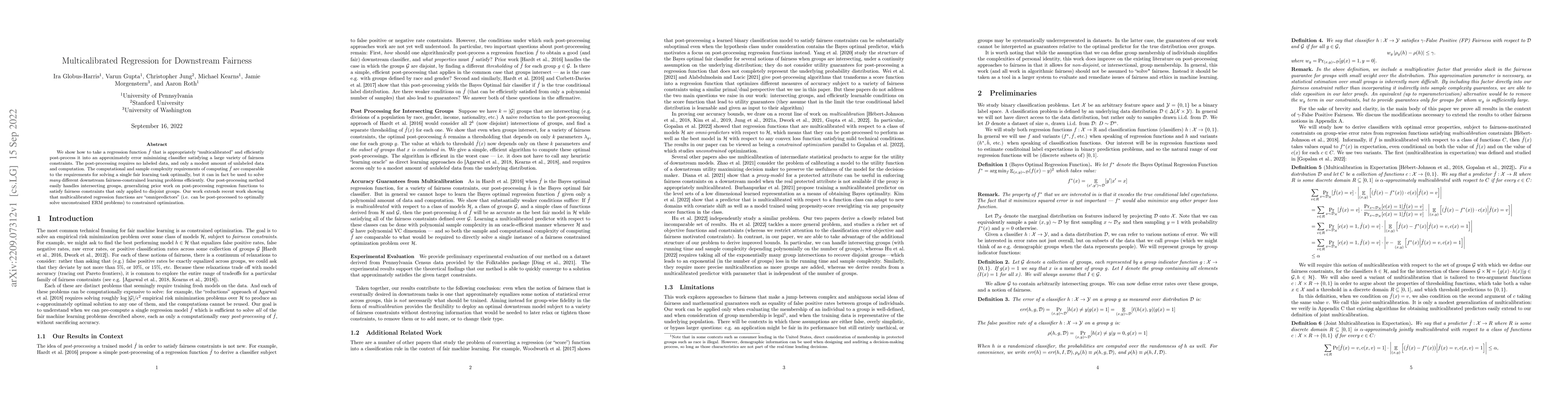 Thumbnail for Multicalibrated Regression for Downstream Fairness