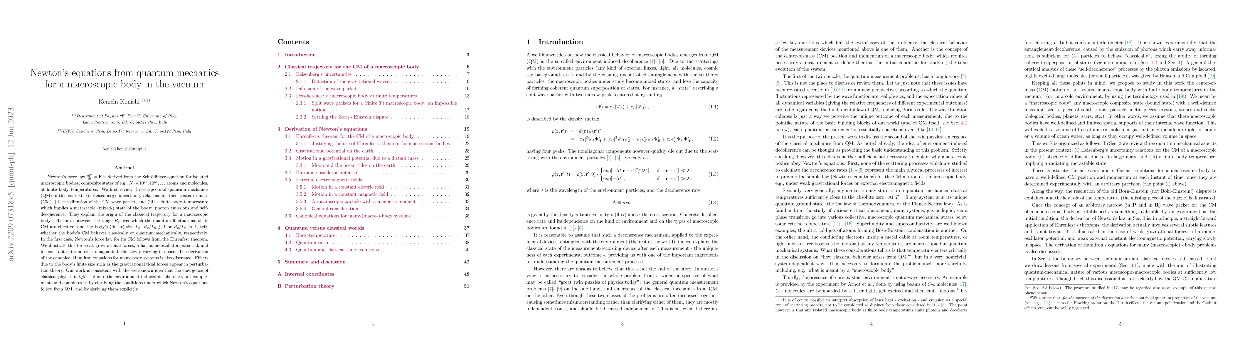 Thumbnail for Newton's equations from quantum mechanics for a macroscopic body in the
  vacuum