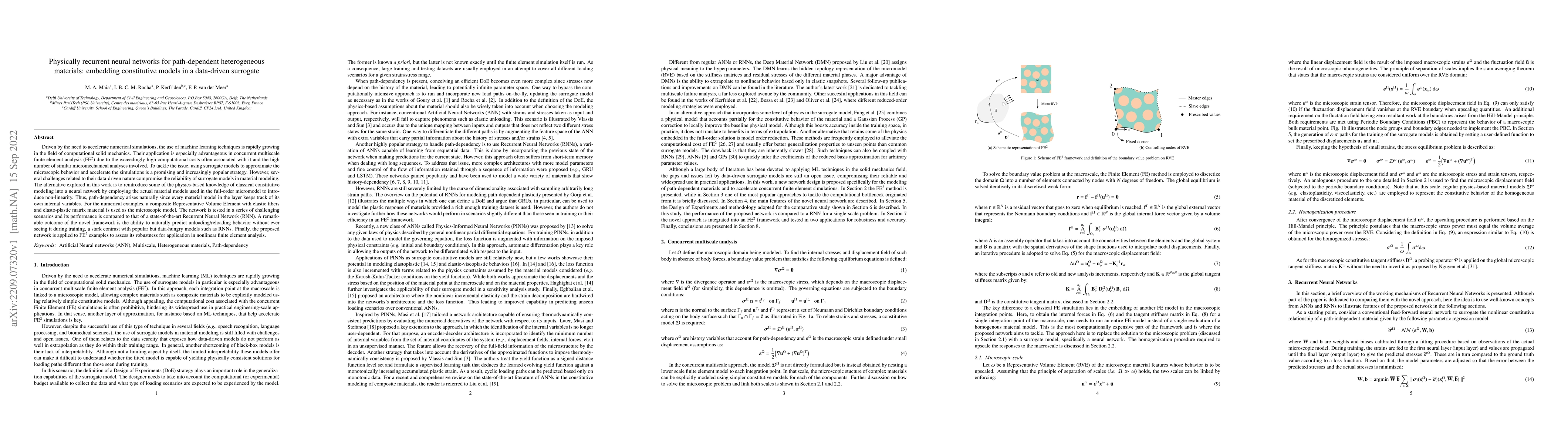 Thumbnail for Physically recurrent neural networks for path-dependent heterogeneous
  materials: embedding constitutive models in a data-driven surrogate