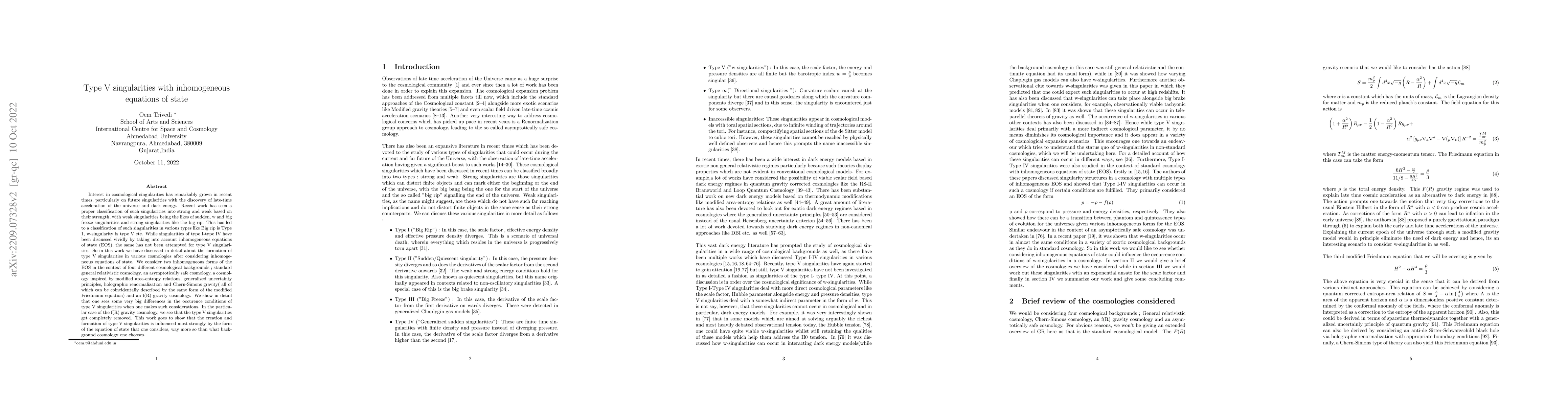 Thumbnail for Type V singularities with inhomogeneous equations of state