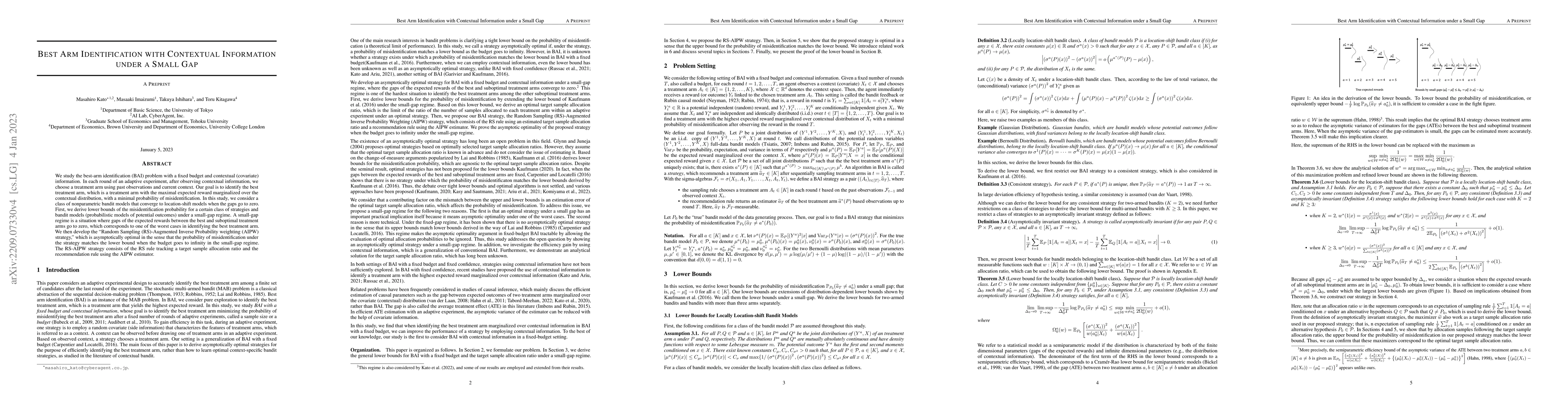 Thumbnail for Best Arm Identification with Contextual Information under a Small Gap