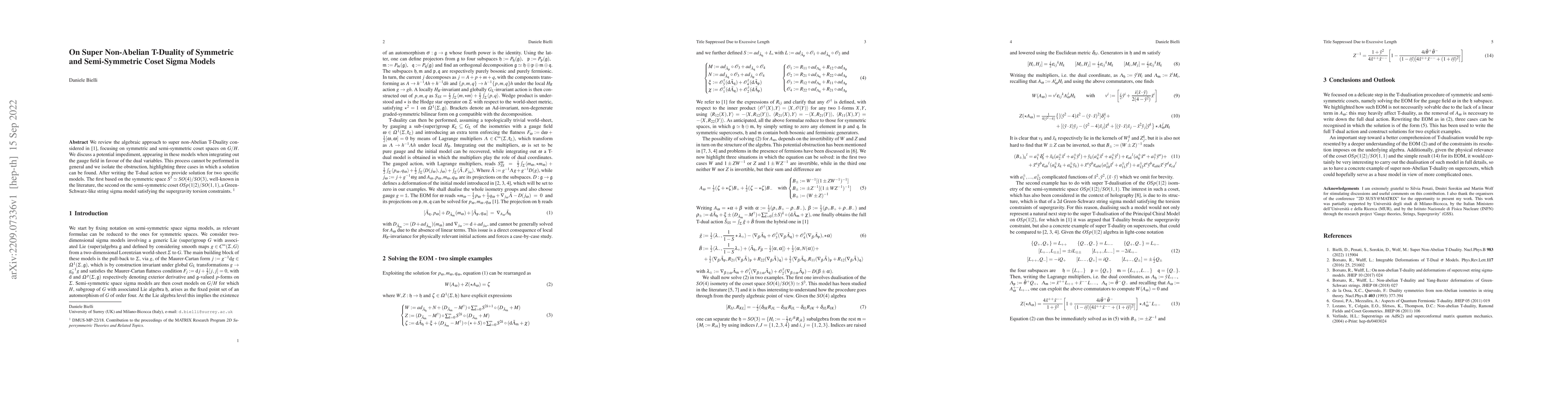 Thumbnail for On Super Non-Abelian T-Duality of Symmetric and Semi-Symmetric Coset
  Sigma Models