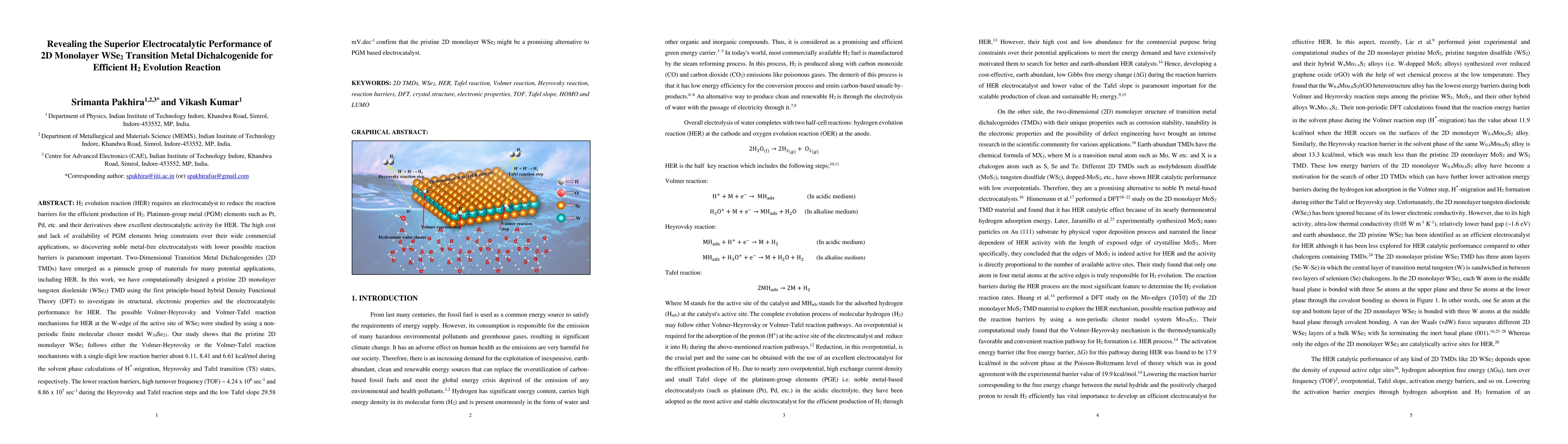 Thumbnail for Revealing the Superior Electrocatalytic Performance of 2D Monolayer
  WSe$_2$ Transition Metal Dichalcogenide for Efficient H$_2$ Evolution
  Reaction