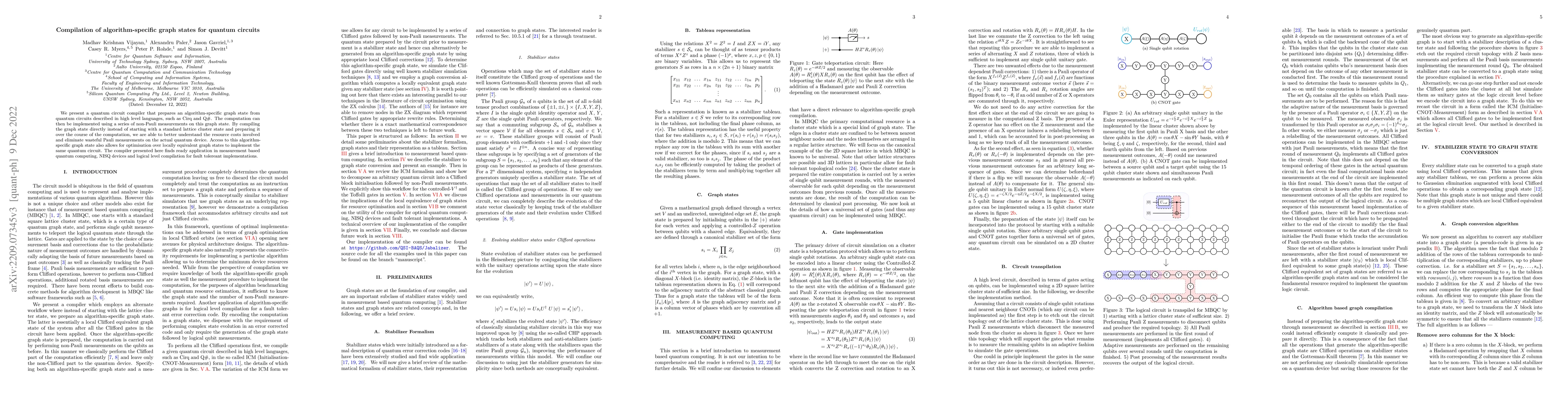 Thumbnail for Compilation of algorithm-specific graph states for quantum circuits