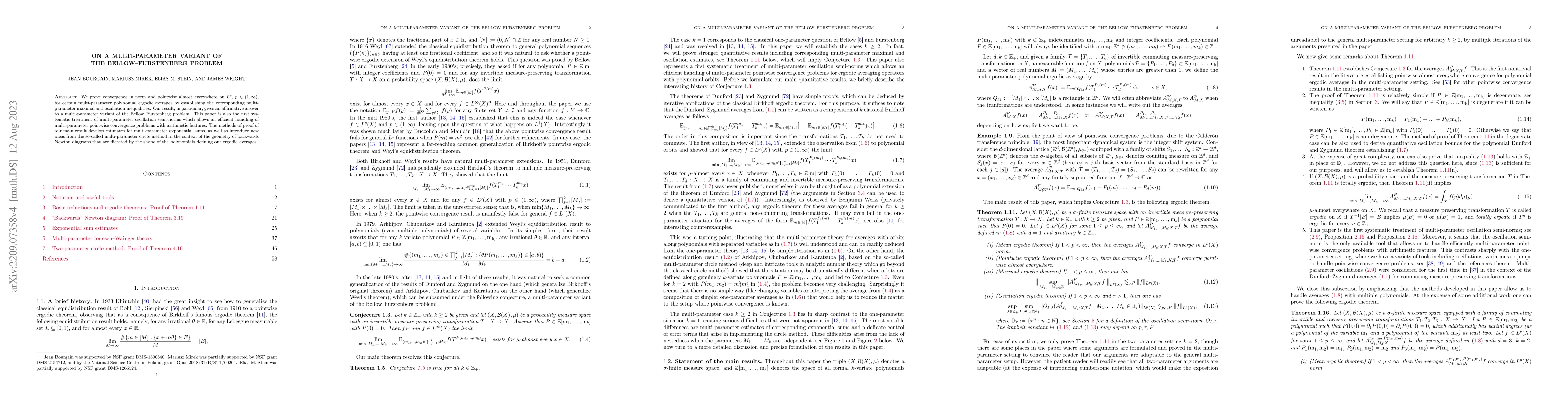 Thumbnail for On a multi-parameter variant of the Bellow-Furstenberg problem