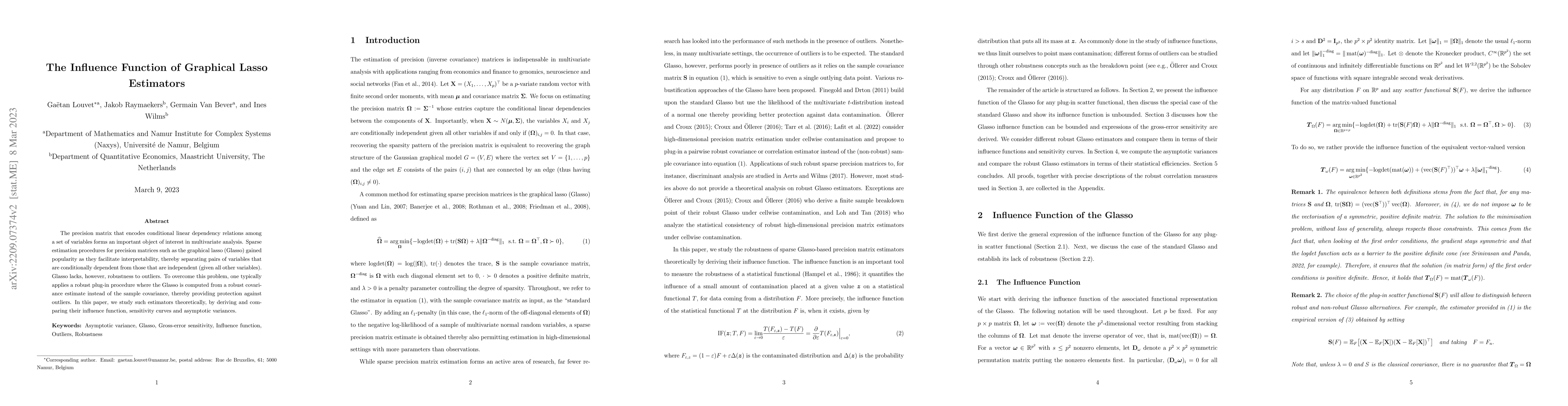Thumbnail for The Influence Function of Graphical Lasso Estimators
