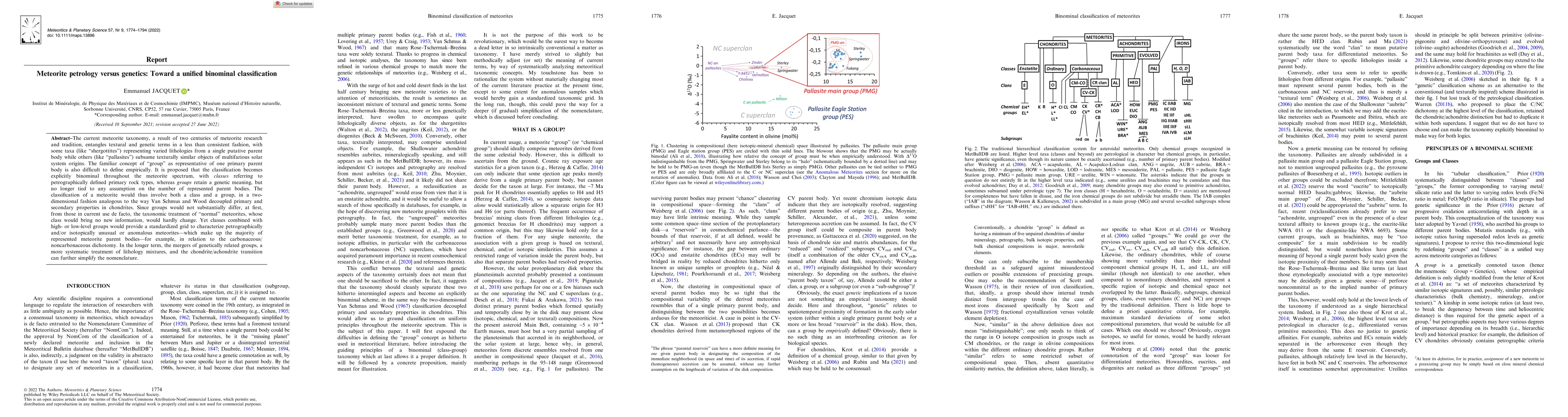 Thumbnail for Meteorite petrology versus genetics: Toward a unified binominal
  classification