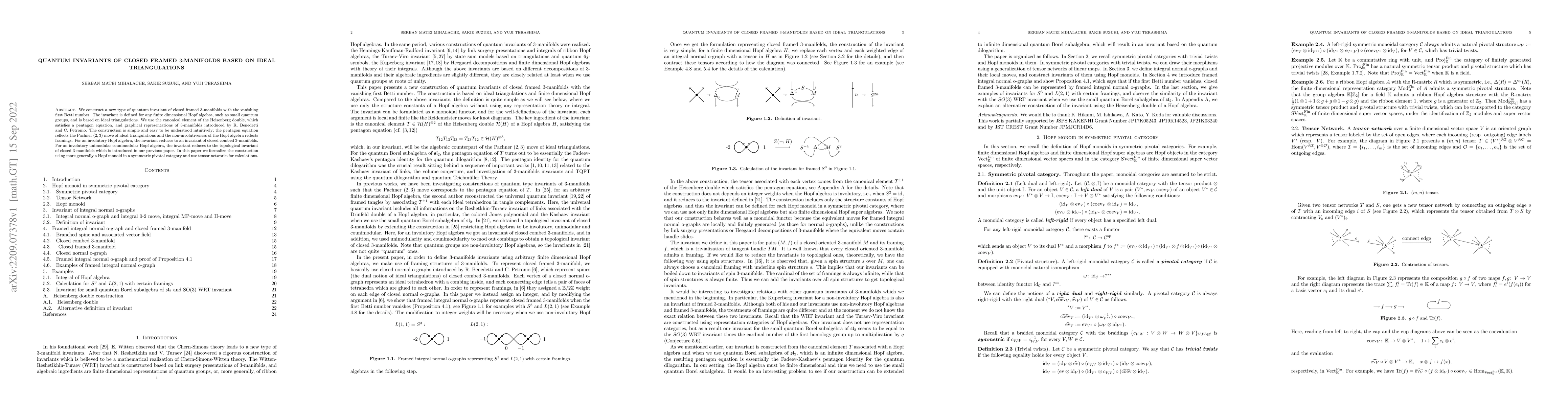 Thumbnail for Quantum invariants of closed framed $3$-manifolds based on ideal
  triangulations