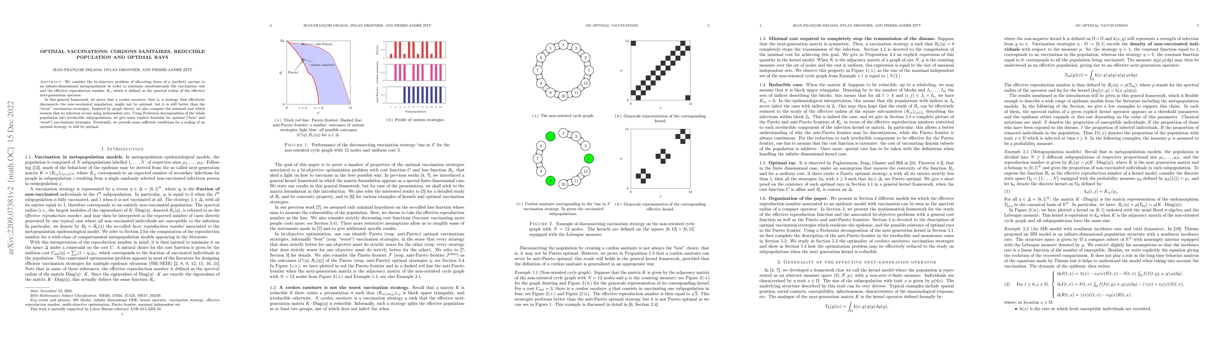 Thumbnail for Optimal vaccinations: Cordons sanitaires, reducible population and
  optimal rays