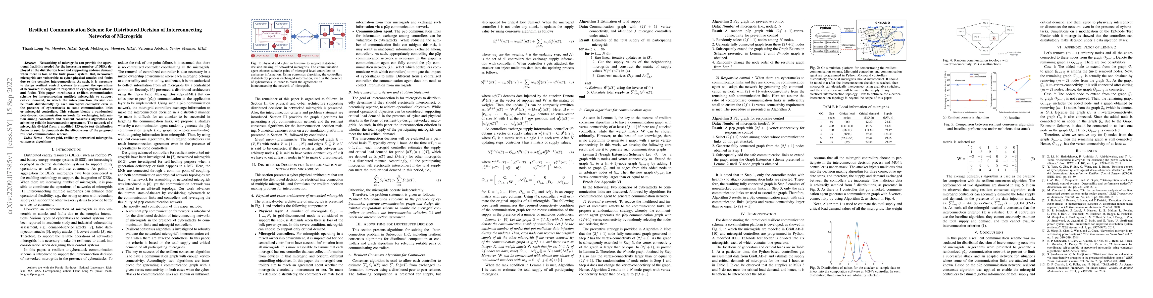 Thumbnail for Resilient Communication Scheme for Distributed Decision of
  InterconnectingNetworks of Microgrids