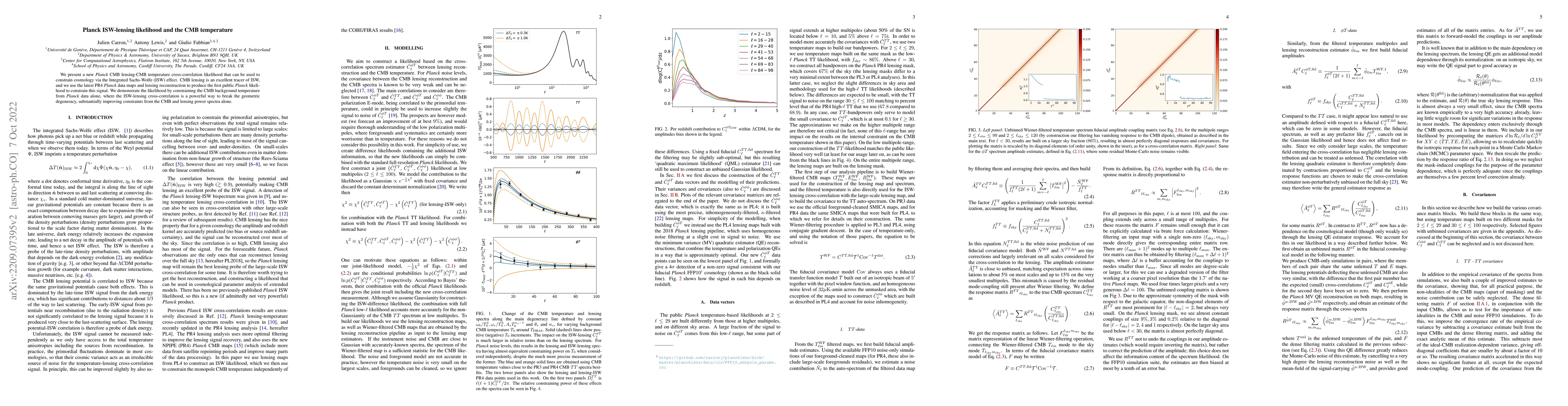 Thumbnail for Planck ISW-lensing likelihood and the CMB temperature