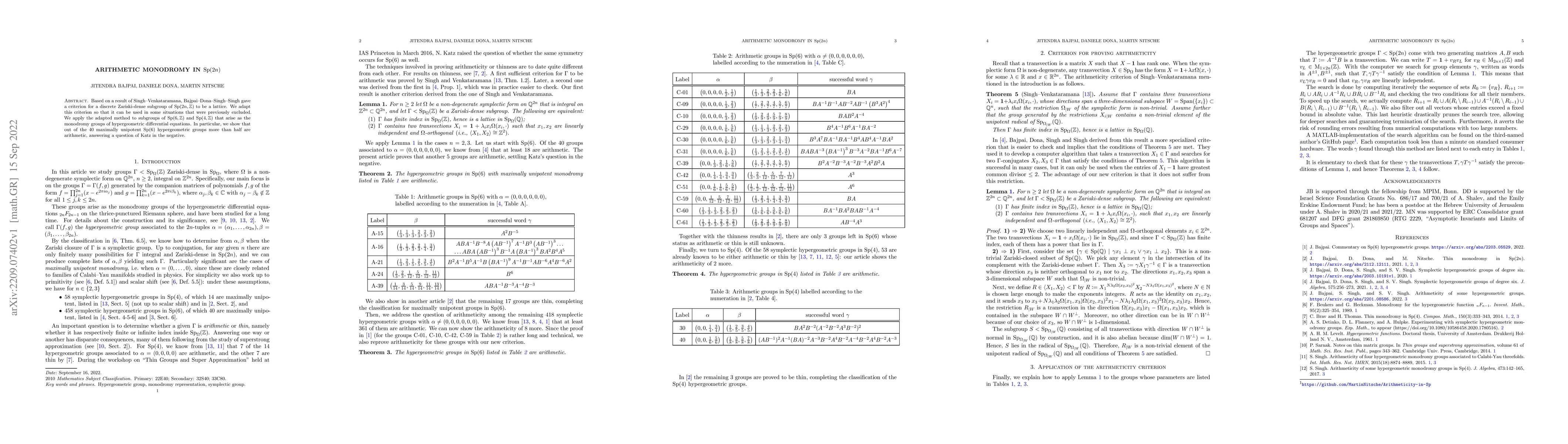 Thumbnail for Arithmetic Monodromy in Sp(2n)
