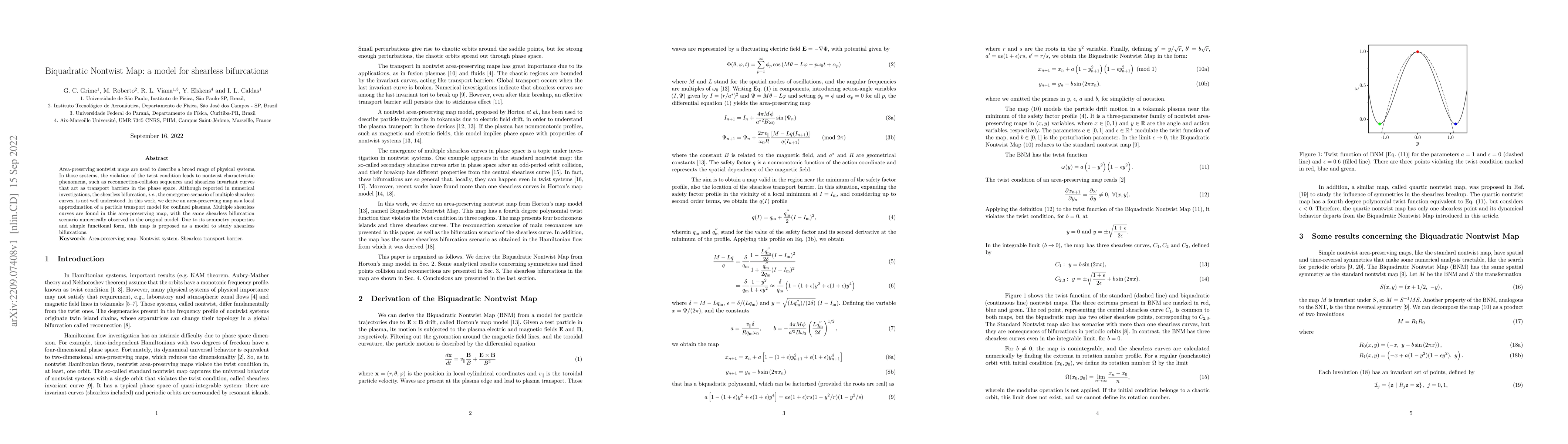 Thumbnail for Biquadratic Nontwist Map: a model for shearless bifurcations