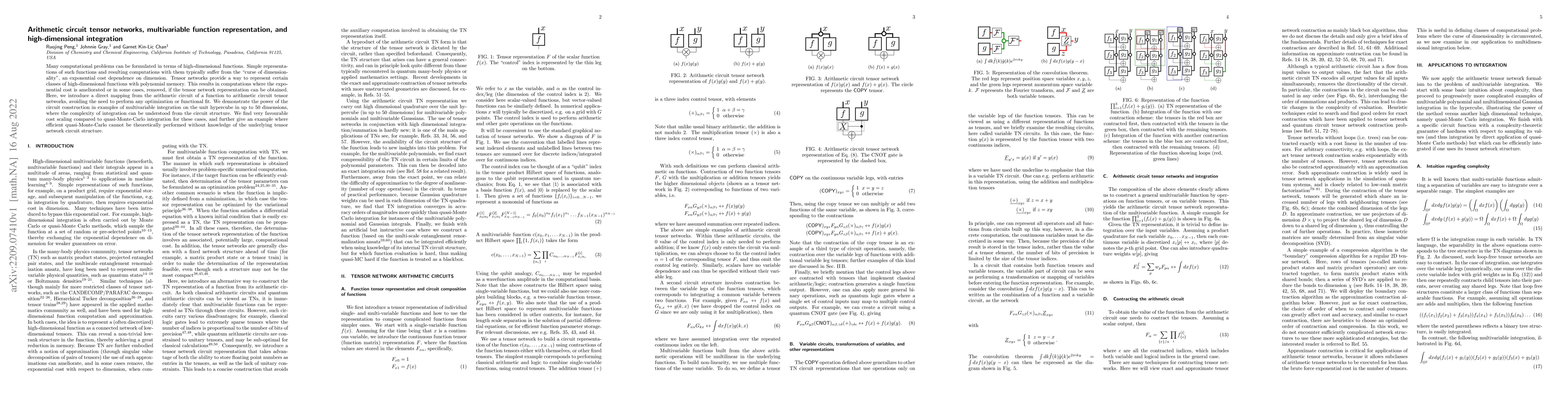 Thumbnail for Arithmetic circuit tensor networks, multivariable function
  representation, and high-dimensional integration