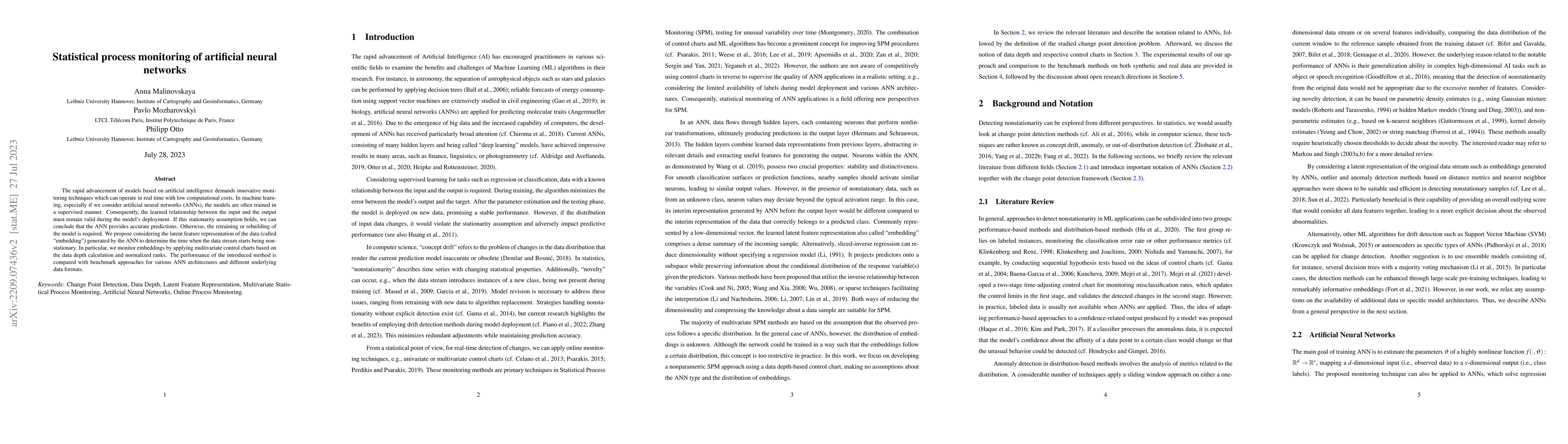 Thumbnail for Statistical process monitoring of artificial neural networks
