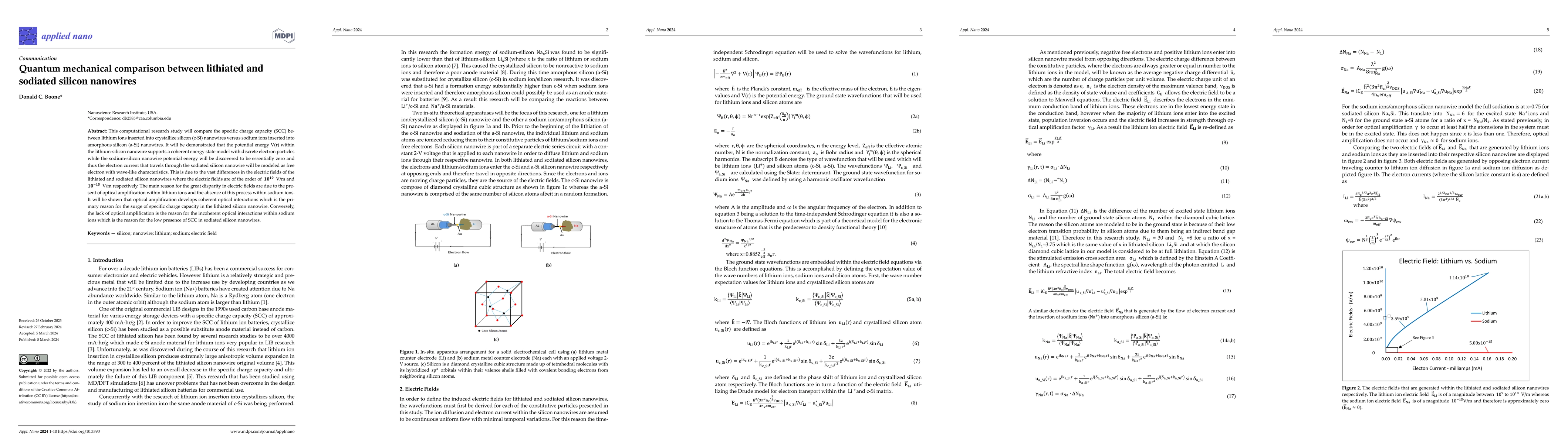 Thumbnail for Quantum Mechanical Comparison between Lithiated and Sodiated Silicon
  Nanowires