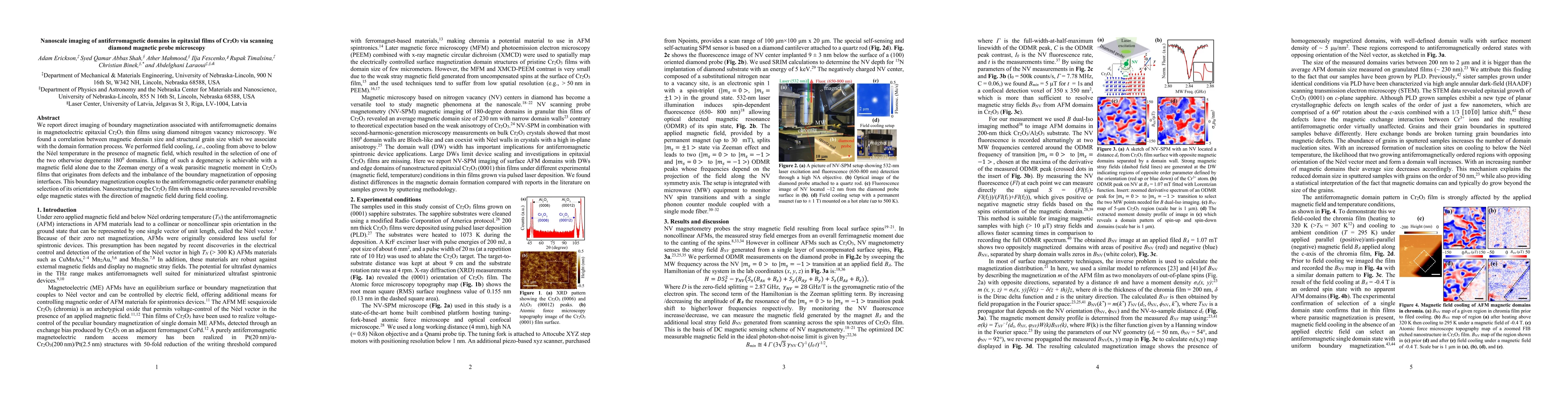 Thumbnail for Nanoscale imaging of antiferromagnetic domains in epitaxial films of
  Cr2O3 via scanning diamond magnetic probe microscopy