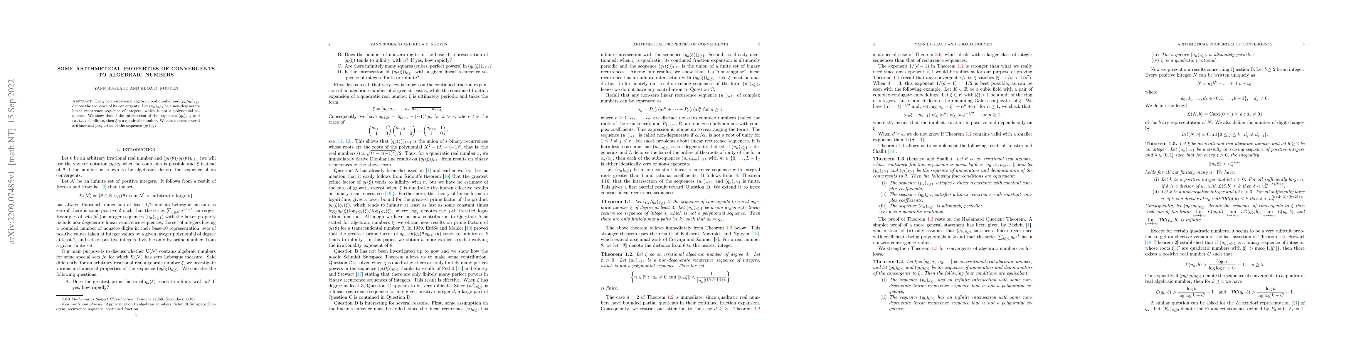 Thumbnail for Some arithmetical properties of convergents to algebraic numbers