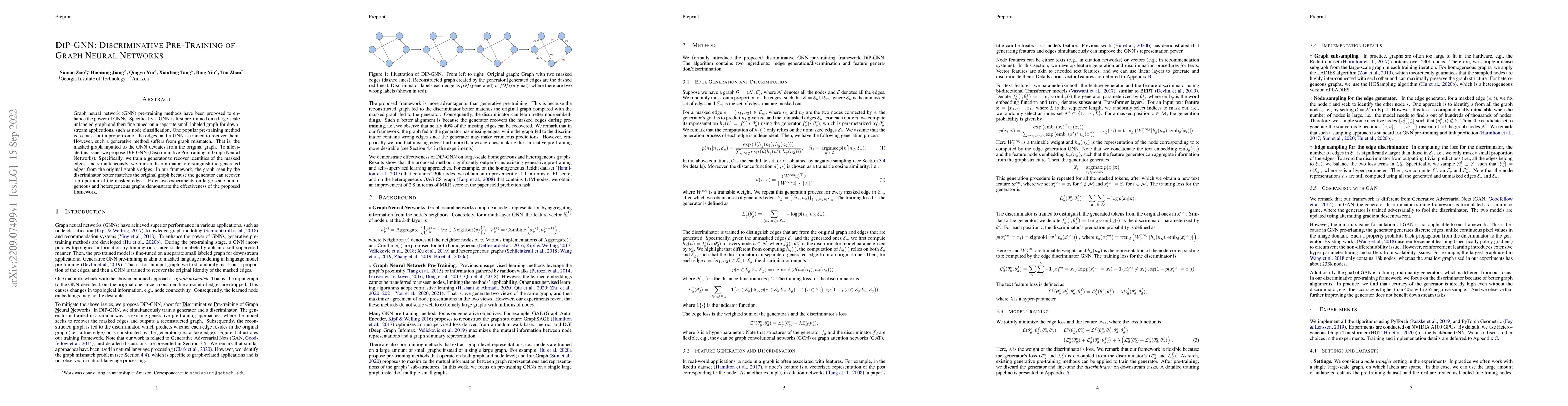 Thumbnail for DiP-GNN: Discriminative Pre-Training of Graph Neural Networks