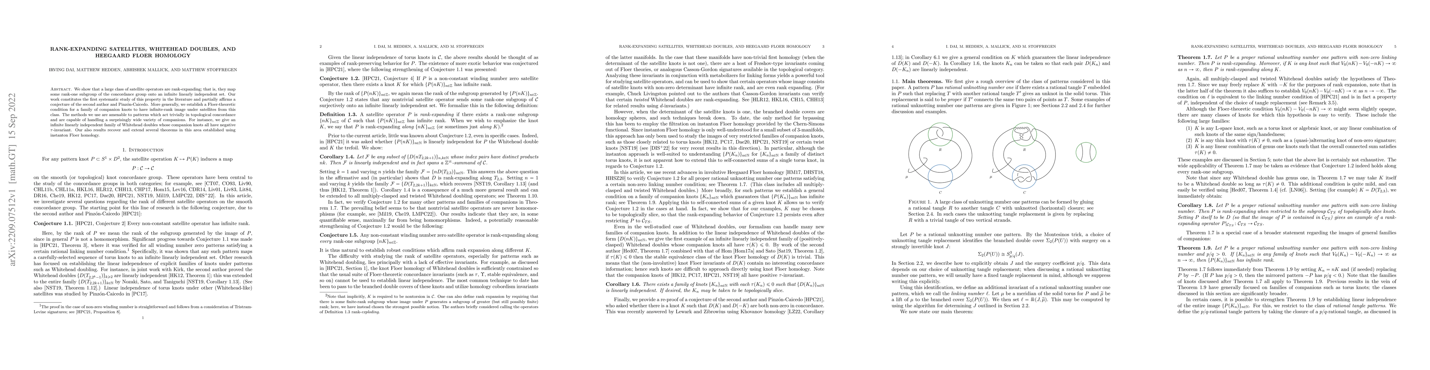 Thumbnail for Rank-expanding satellites, Whitehead doubles, and Heegaard Floer
  homology
