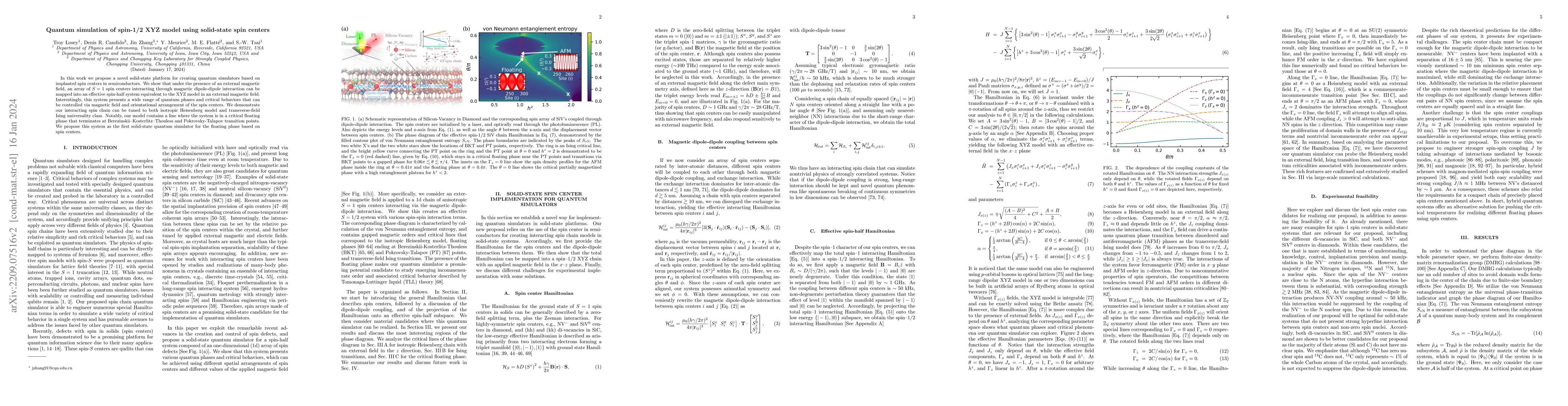 Thumbnail for Quantum simulation of spin-1/2 XYZ model using solid-state spin centers