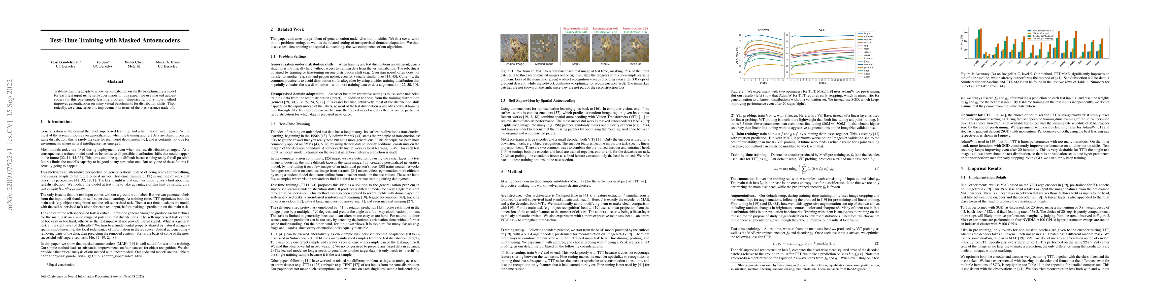 Thumbnail for Test-Time Training with Masked Autoencoders