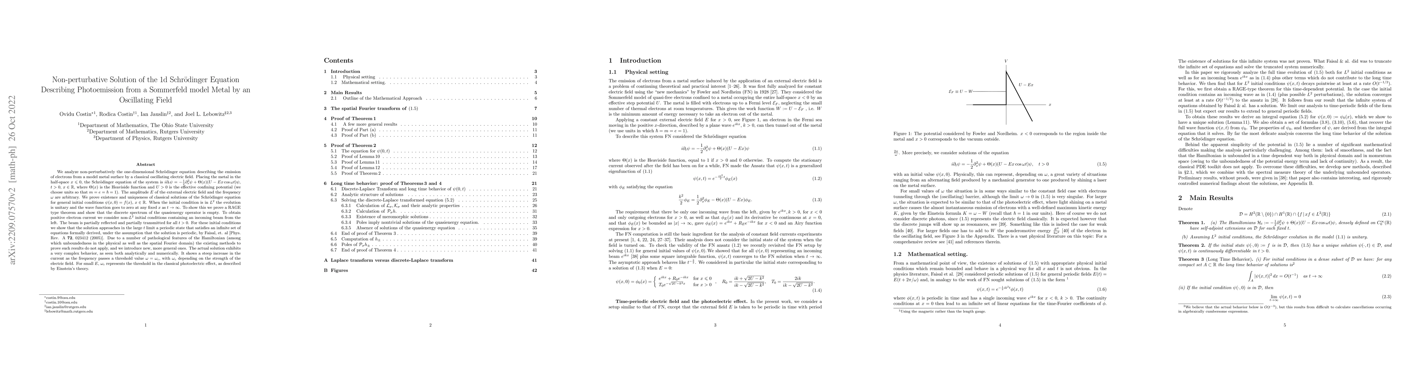 Thumbnail for Non-perturbative Solution of the 1d Schrodinger Equation Describing
  Photoemission from a Sommerfeld model Metal by an Oscillating Field