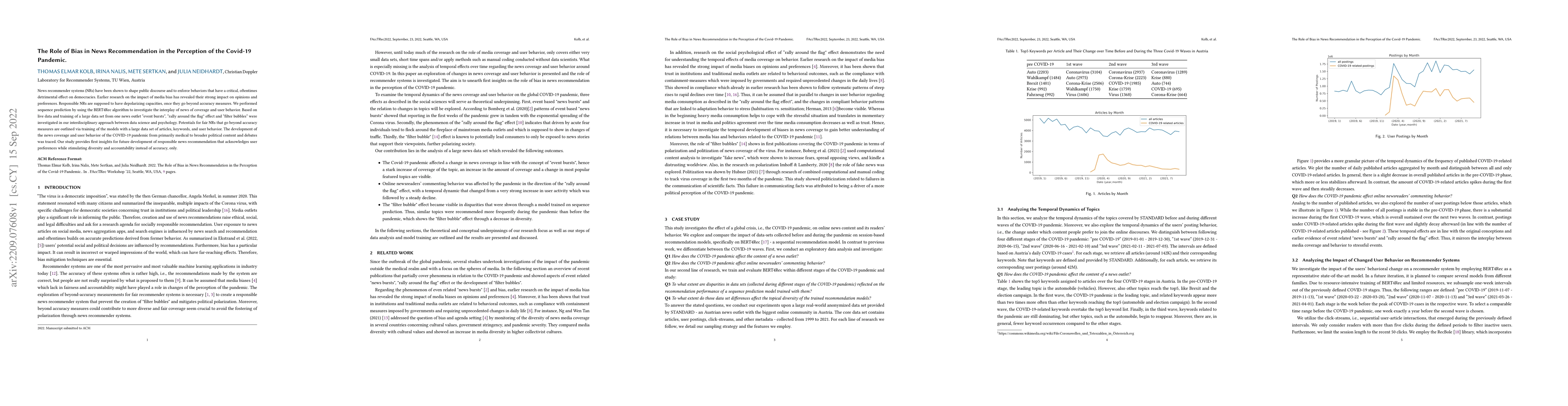 Thumbnail for The Role of Bias in News Recommendation in the Perception of the
  Covid-19 Pandemic