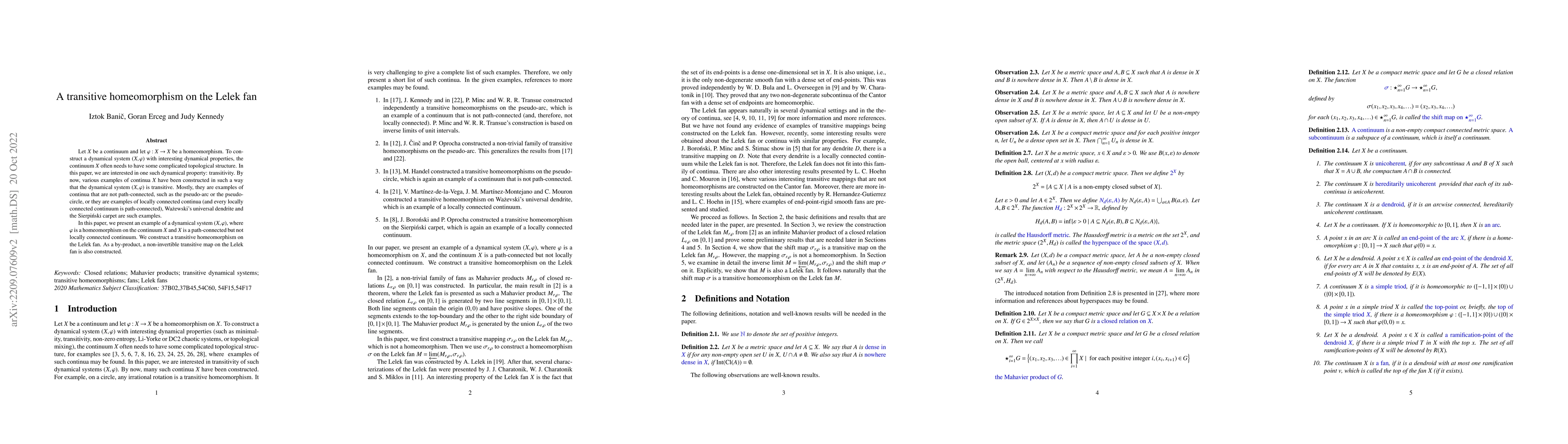 Thumbnail for A transitive homeomorphism on the Lelek fan