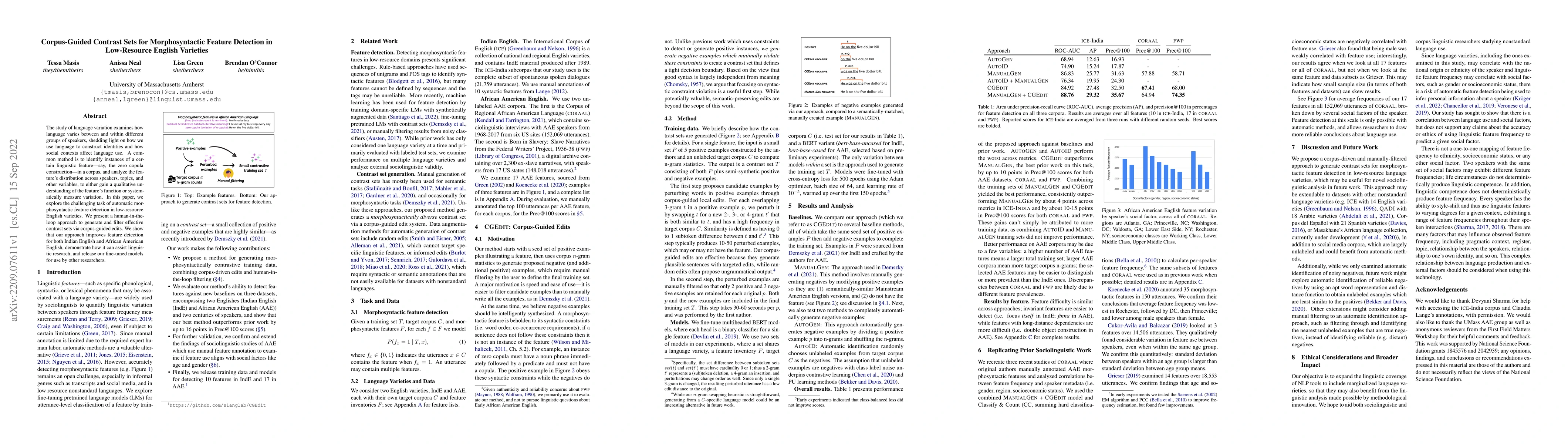Thumbnail for Corpus-Guided Contrast Sets for Morphosyntactic Feature Detection in
  Low-Resource English Varieties