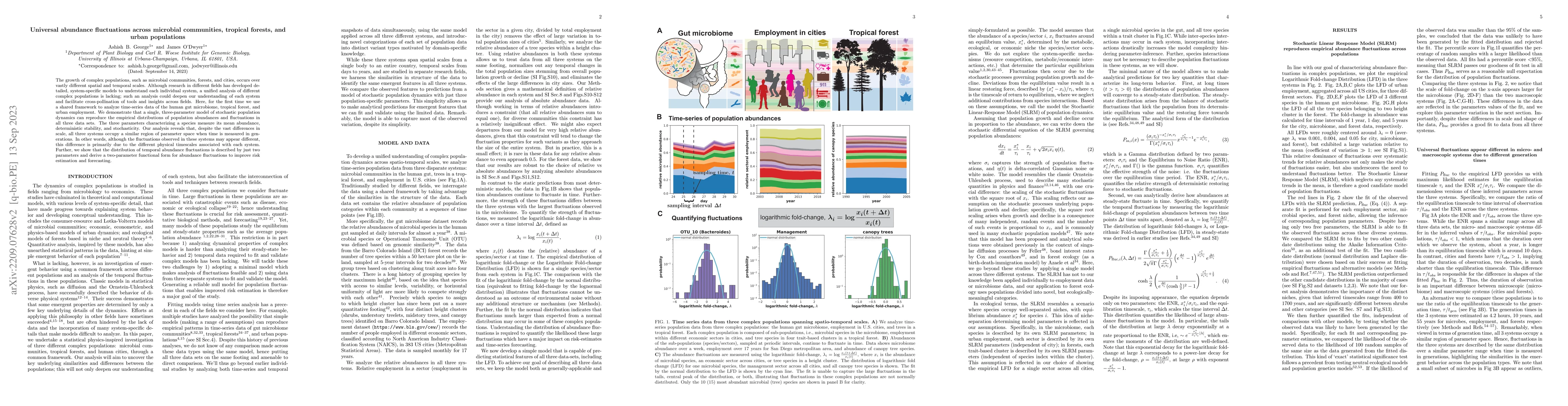 Thumbnail for Universal abundance fluctuations across microbial communities, tropical
  forests, and urban populations
