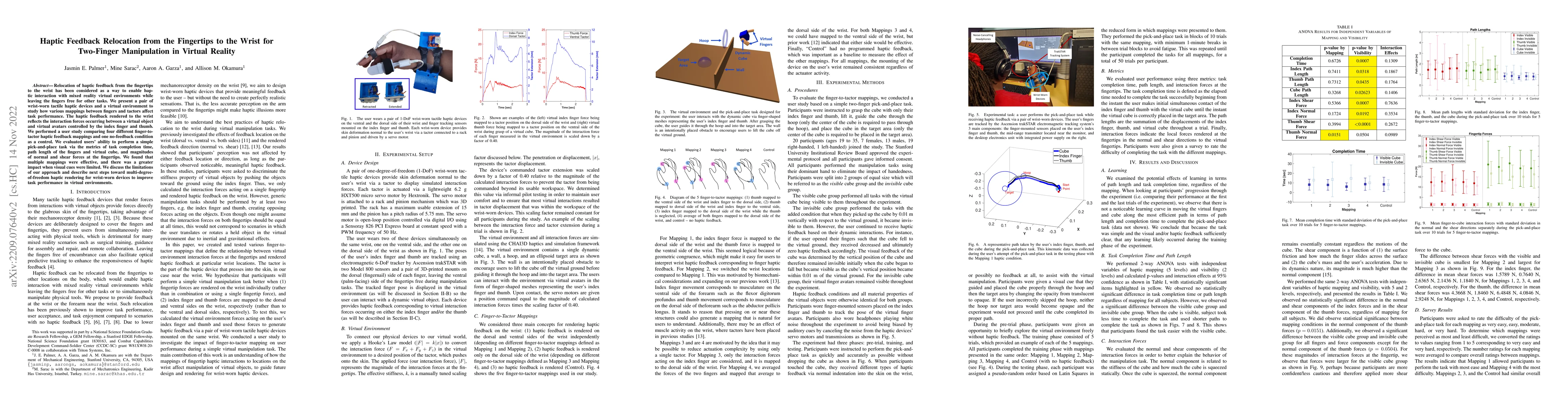 Thumbnail for Haptic Feedback Relocation from the Fingertips to the Wrist for
  Two-Finger Manipulation in Virtual Reality