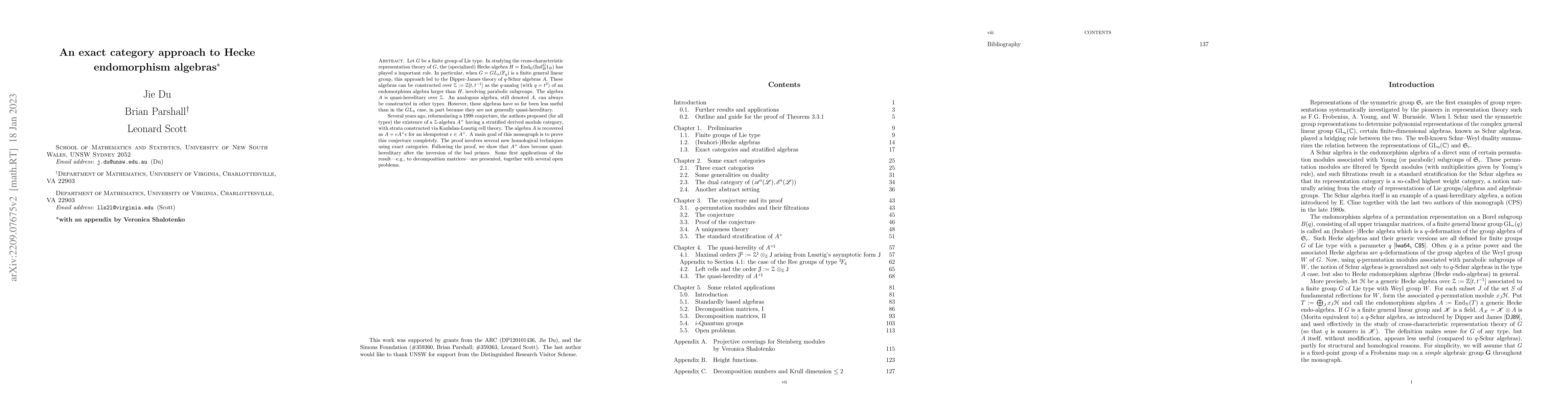 Thumbnail for An exact category approach to Hecke endomorphism algebras