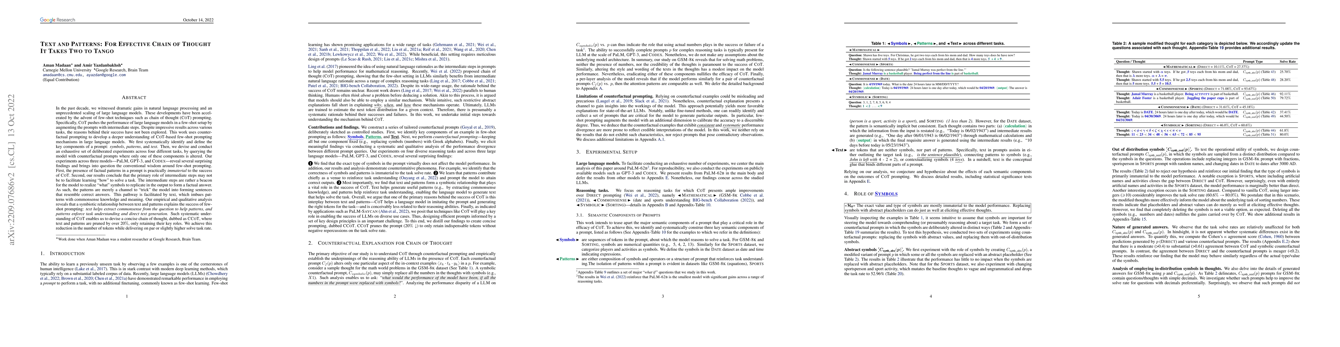 Thumbnail for Text and Patterns: For Effective Chain of Thought, It Takes Two to Tango