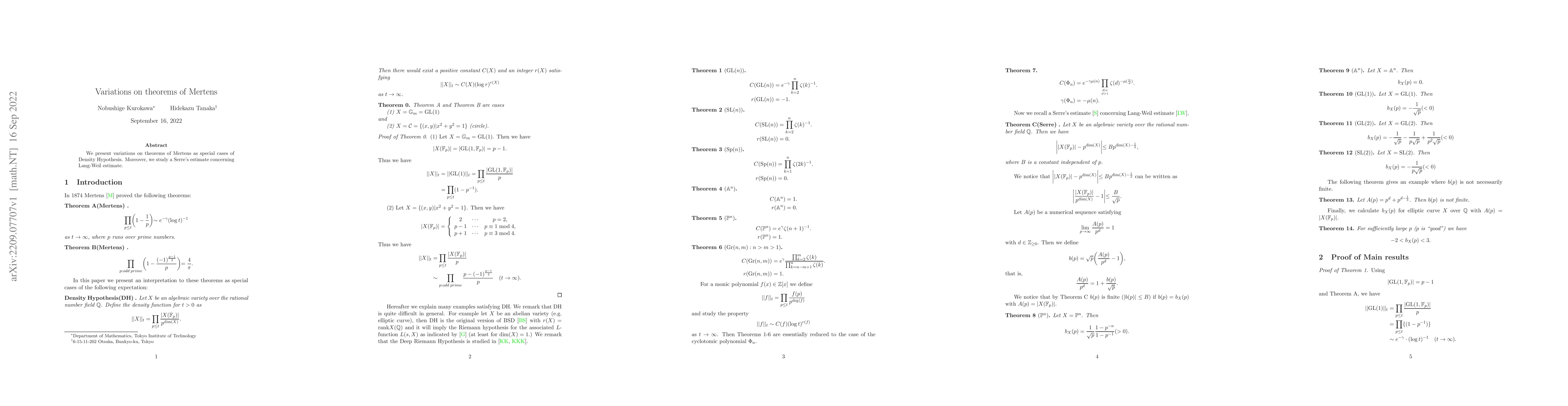 Thumbnail for Variations on theorems of Mertens