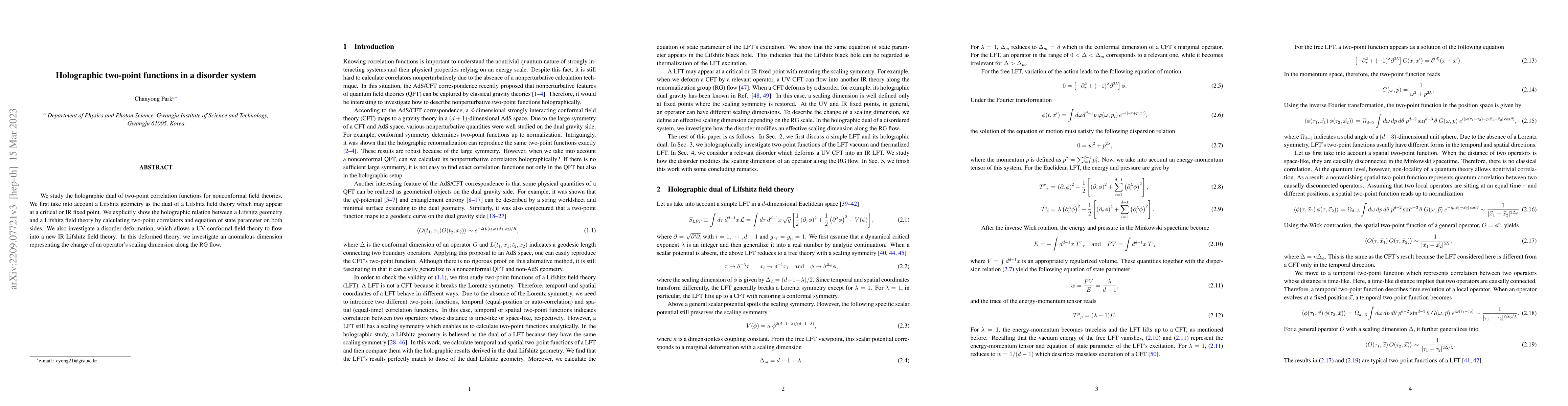 Thumbnail for Holographic two-point functions in a disorder system