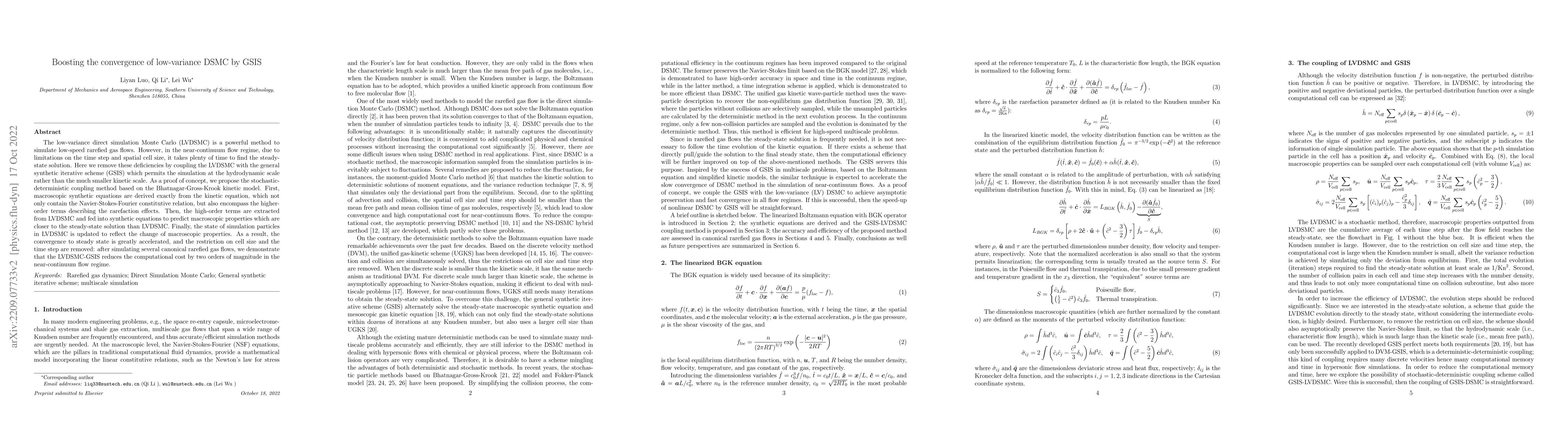 Thumbnail for Boosting the convergence of low-variance DSMC by GSIS