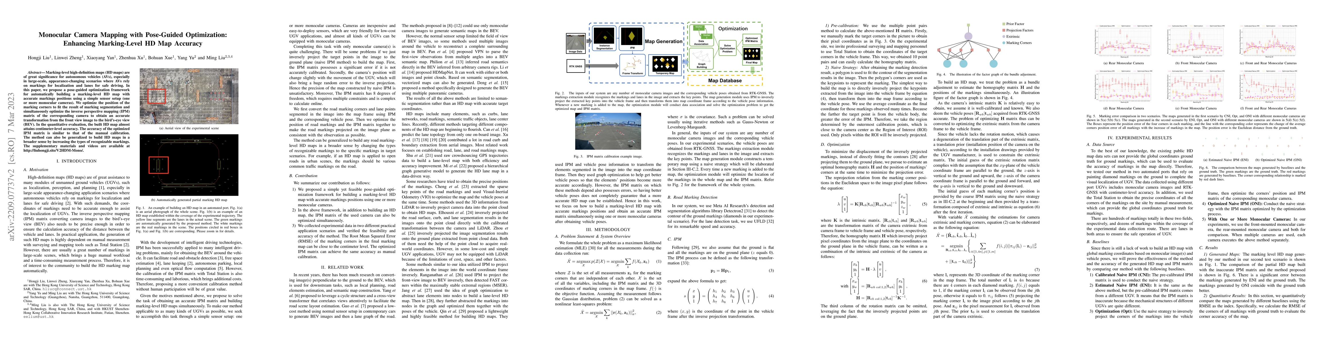 Thumbnail for Monocular Camera Mapping with Pose-Guided Optimization: Enhancing
  Marking-Level HD Map Accuracy