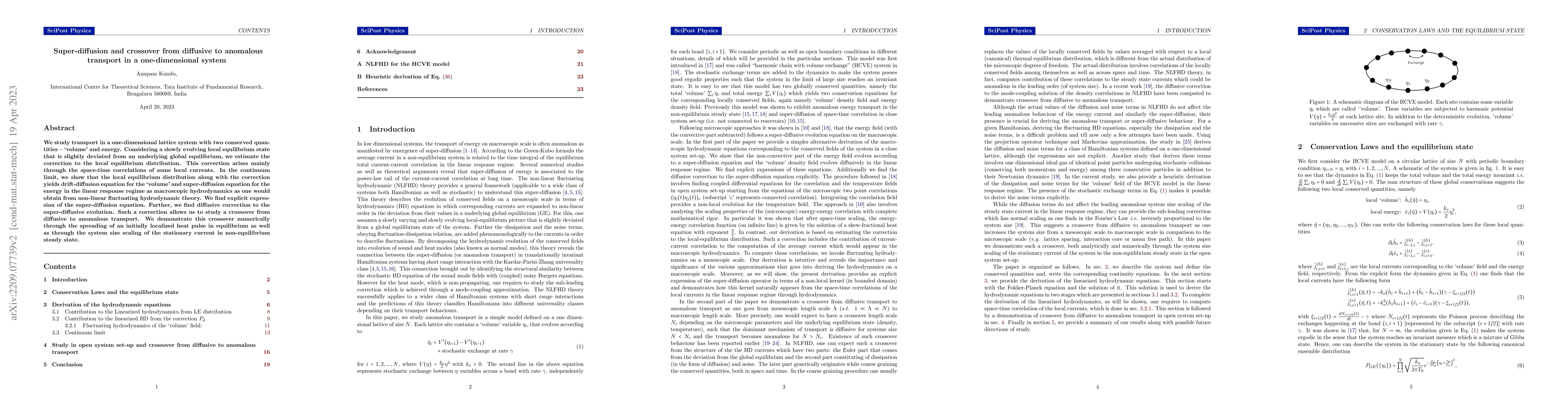 Thumbnail for Super-diffusion and crossover from diffusive to anomalous transport in a
  one-dimensional system
