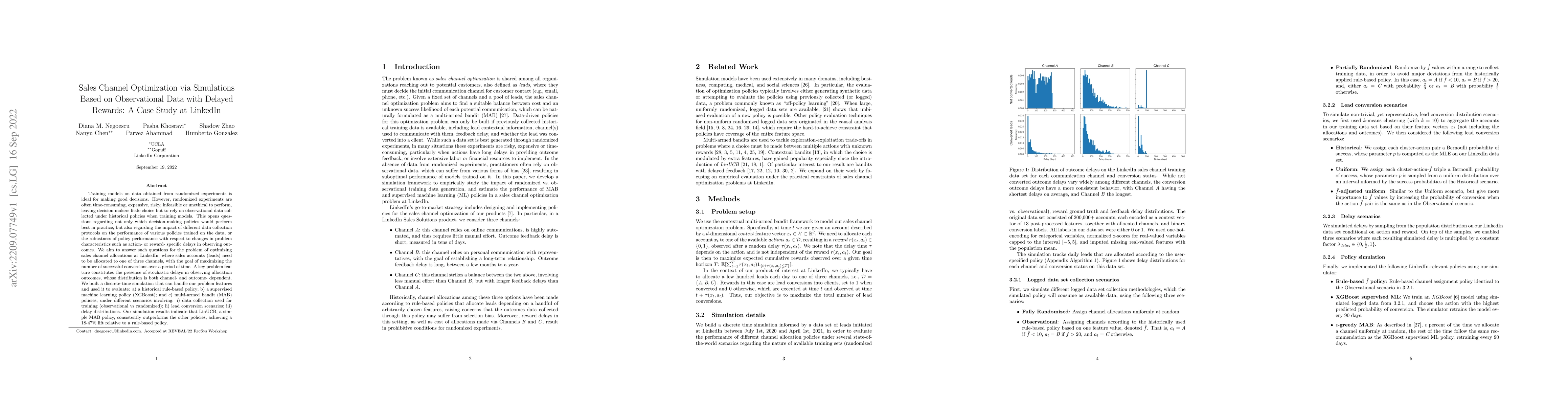 Thumbnail for Sales Channel Optimization via Simulations Based on Observational Data
  with Delayed Rewards: A Case Study at LinkedIn