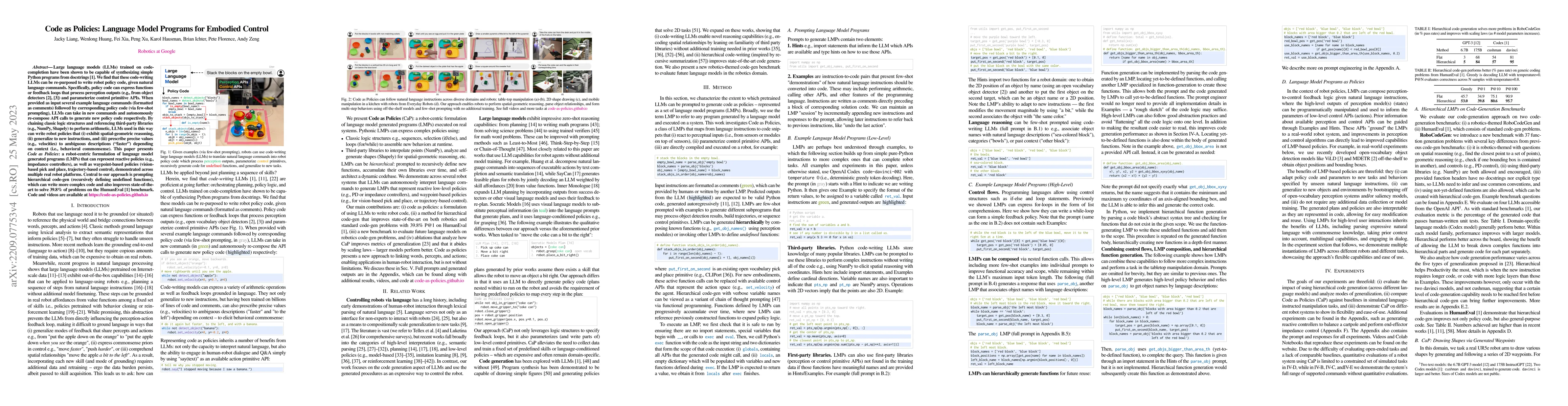 Thumbnail for Code as Policies: Language Model Programs for Embodied Control