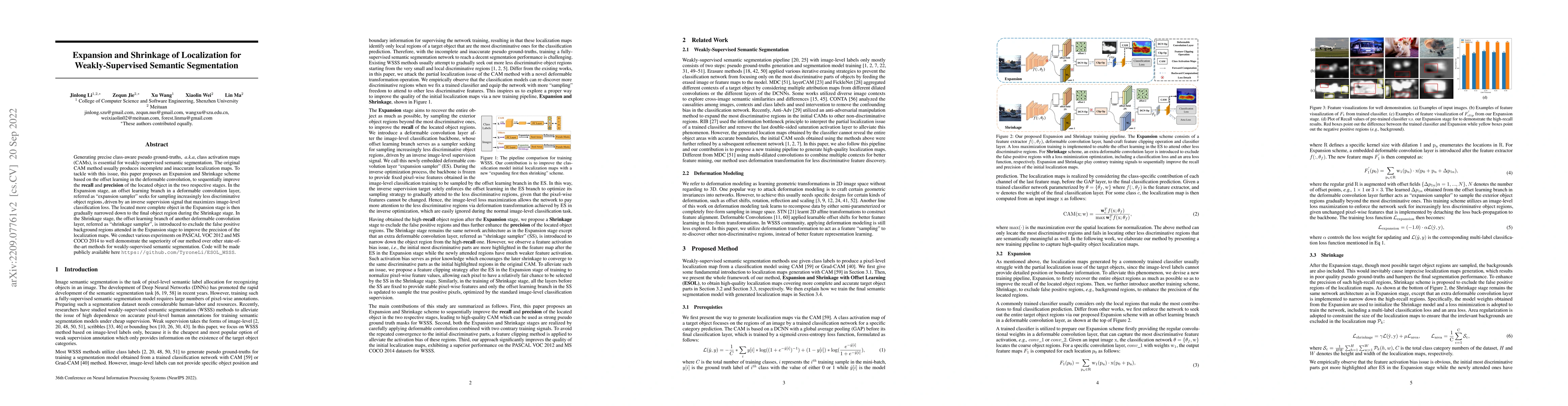Thumbnail for Expansion and Shrinkage of Localization for Weakly-Supervised Semantic
  Segmentation