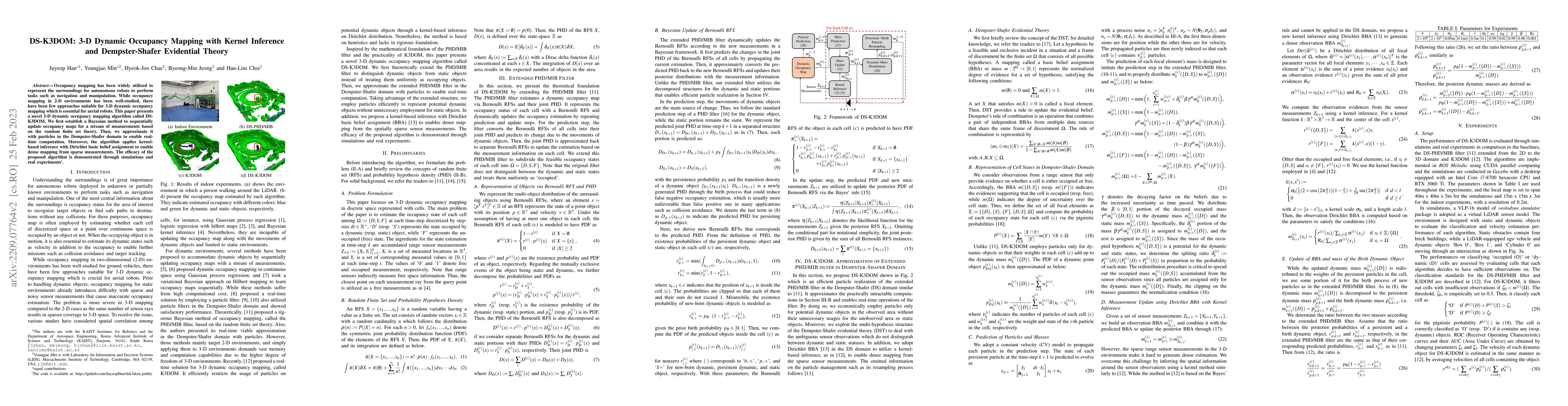 Thumbnail for DS-K3DOM: 3-D Dynamic Occupancy Mapping with Kernel Inference and
  Dempster-Shafer Evidential Theory