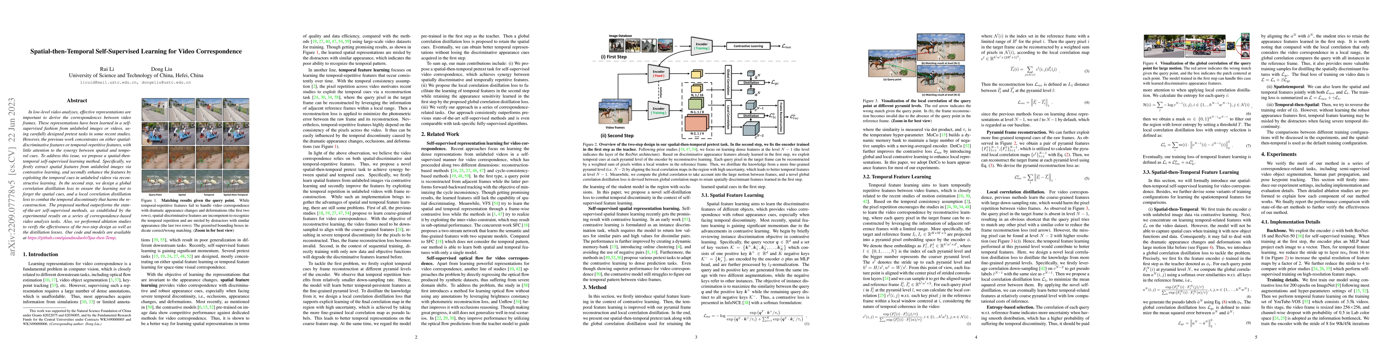 Thumbnail for Spatial-then-Temporal Self-Supervised Learning for Video Correspondence