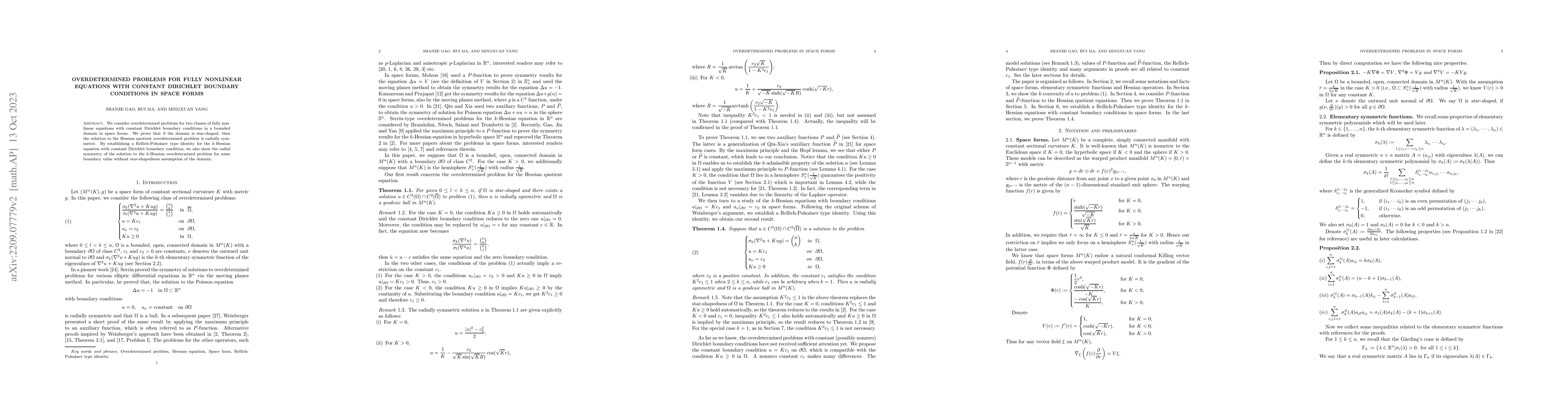 Thumbnail for Overdetermined problems for fully nonlinear equations with constant
  Dirichlet boundary conditions in space forms