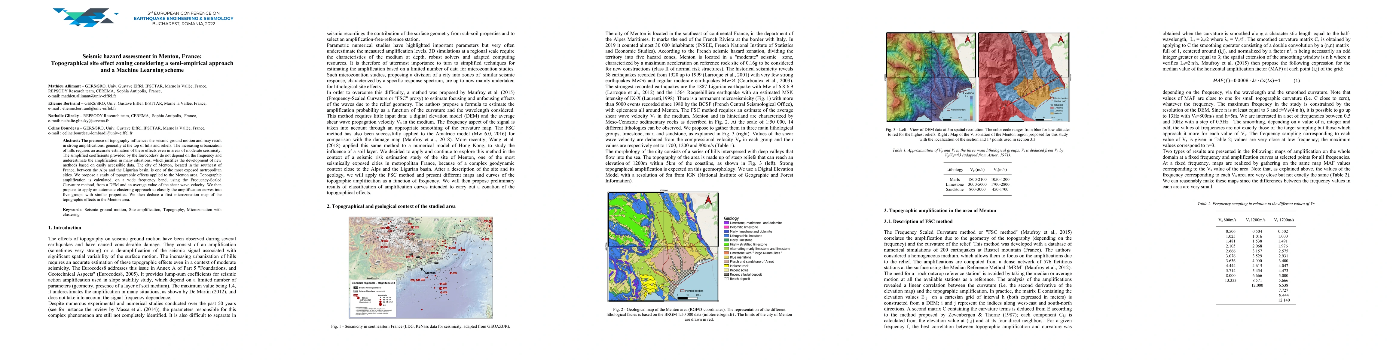 Thumbnail for Seismic hazard assessment in Menton, France: Topographical site effect
  zoning considering a semi-empirical approach and a Machine Learning scheme