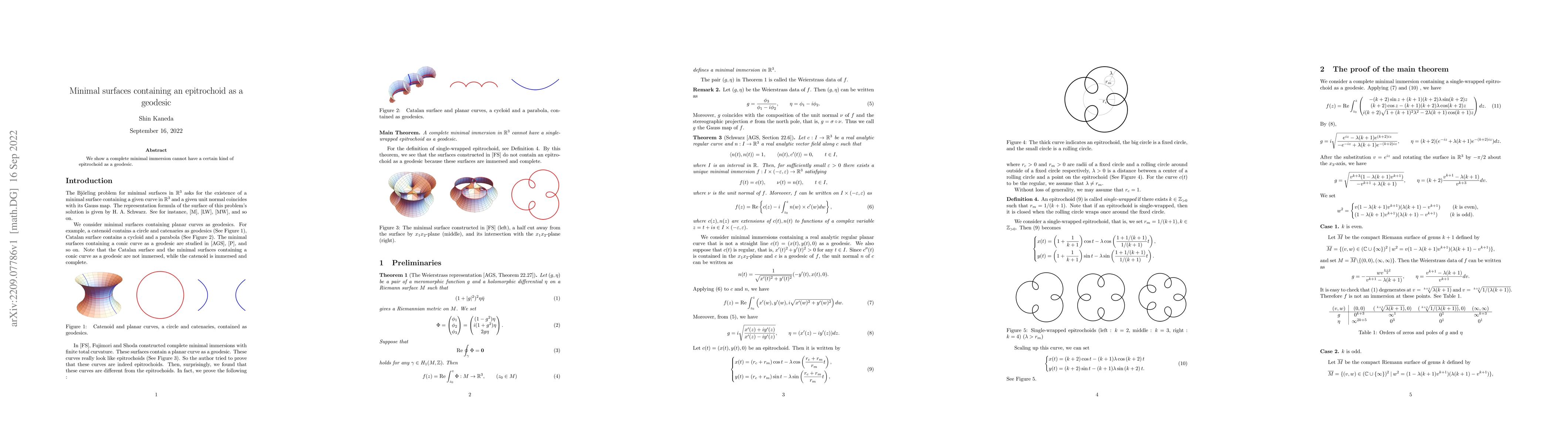 Thumbnail for Minimal surfaces containing an epitrochoid as a geodesic