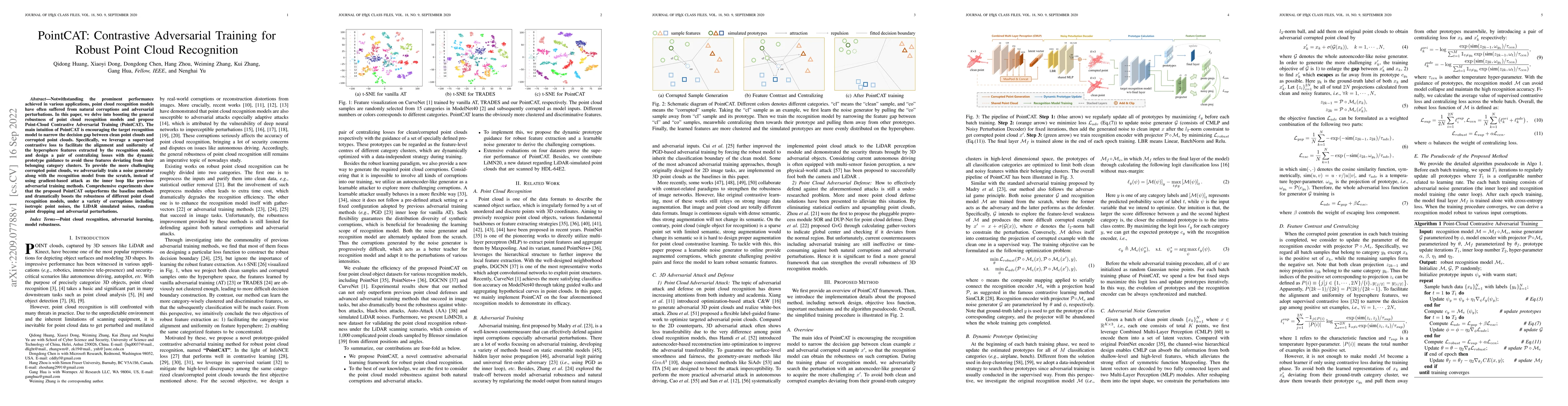 Thumbnail for PointCAT: Contrastive Adversarial Training for Robust Point Cloud
  Recognition